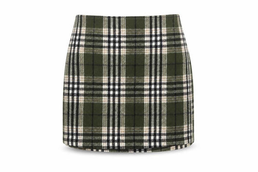 Vero Moda Women Green Plaid Short Skirt Size S Flannel Pencil