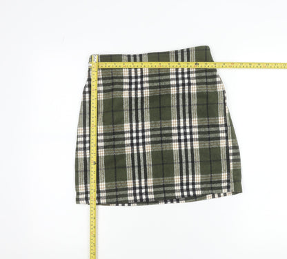 Vero Moda Women Green Plaid Short Skirt Size S Flannel Pencil