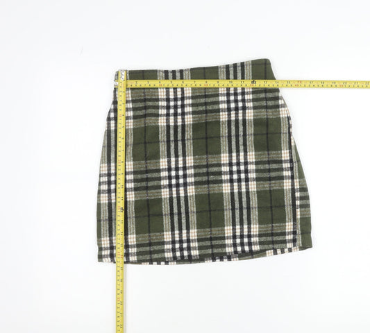 Vero Moda Women Green Plaid Short Skirt Size S Flannel Pencil