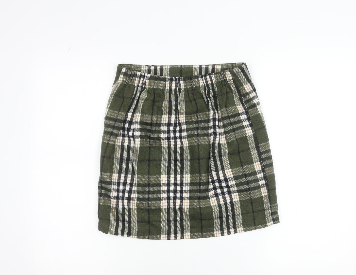 Vero Moda Women Green Plaid Short Skirt Size S Flannel Pencil