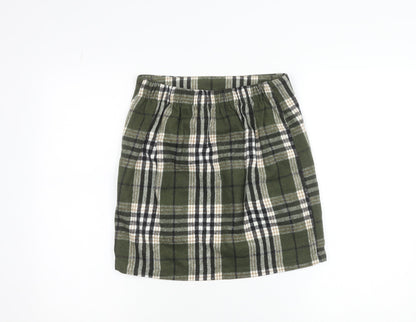 Vero Moda Women Green Plaid Short Skirt Size S Flannel Pencil
