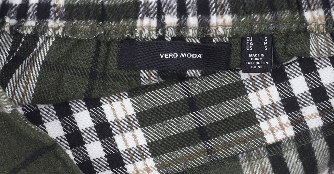 Vero Moda Women Green Plaid Short Skirt Size S Flannel Pencil