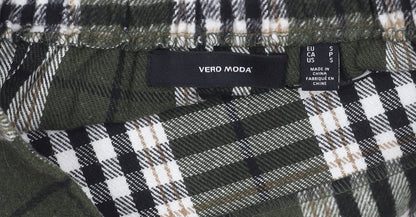 Vero Moda Women Green Plaid Short Skirt Size S Flannel Pencil
