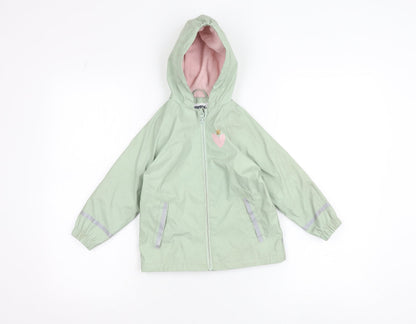 Lupilu Girls Green Hooded Rain Coat 2-4 Years Lined Waterproof Jacket
