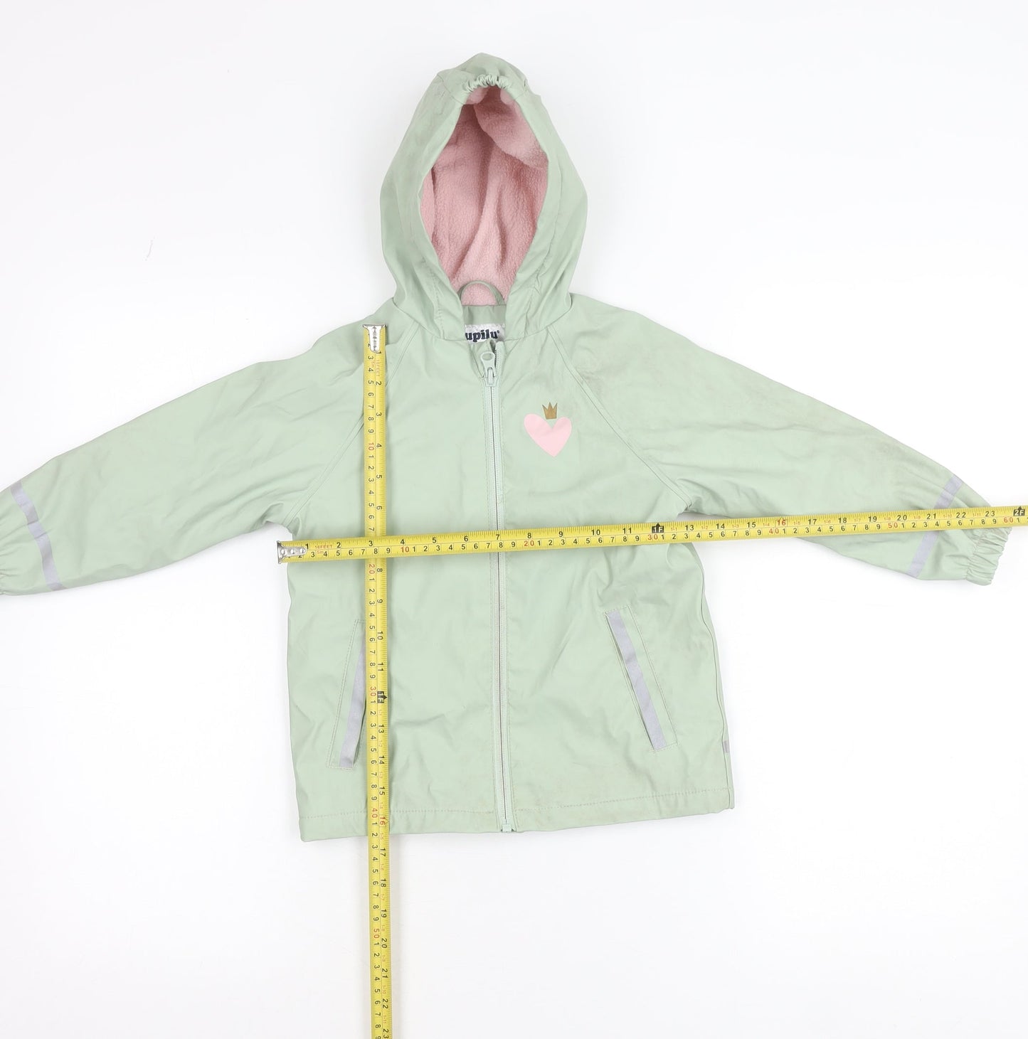 Lupilu Girls Green Hooded Rain Coat 2-4 Years Lined Waterproof Jacket