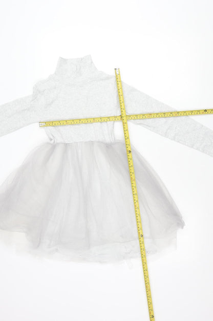 Leigh Tucker Willow Teens Grey A-Line Party Dress Size 6 Long Sleeve