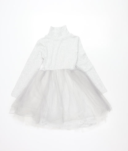 Leigh Tucker Willow Teens Grey A-Line Party Dress Size 6 Long Sleeve