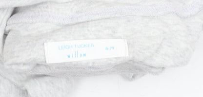 Leigh Tucker Willow Teens Grey A-Line Party Dress Size 6 Long Sleeve