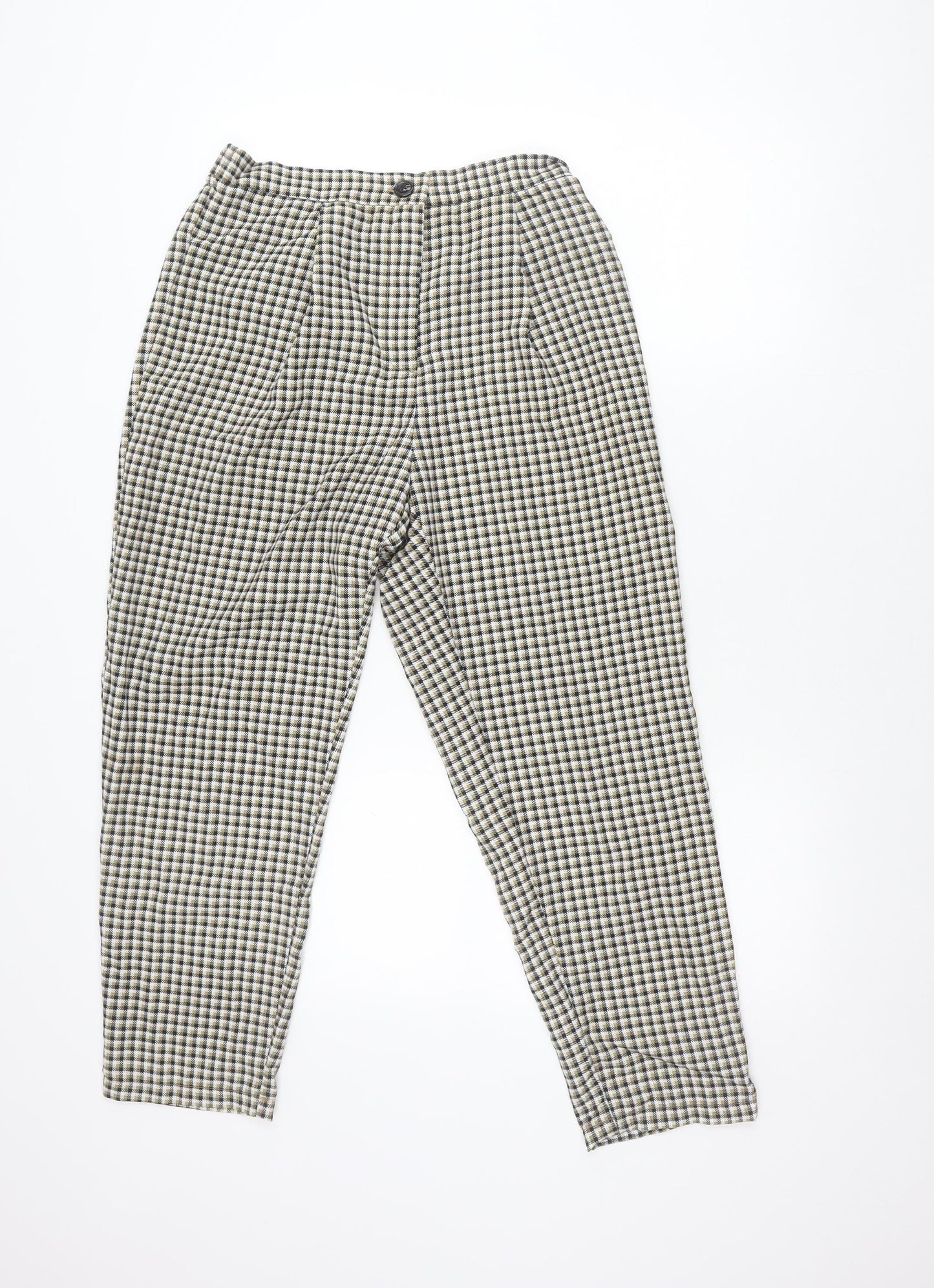 H&M Divided Women’s Beige Check Stretch Trousers Size 10