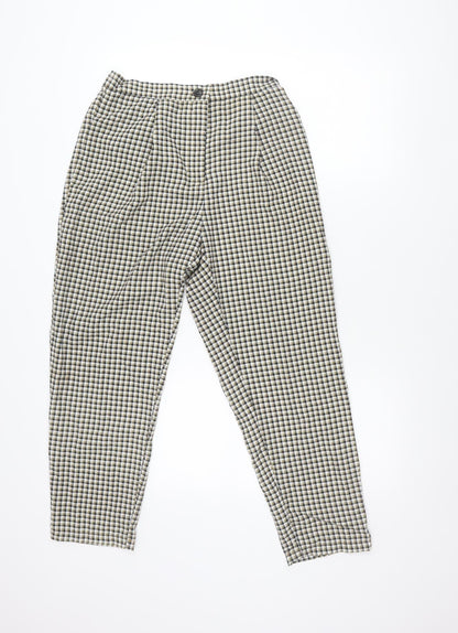 H&M Divided Women’s Beige Check Stretch Trousers Size 10