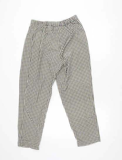 H&M Divided Women’s Beige Check Stretch Trousers Size 10