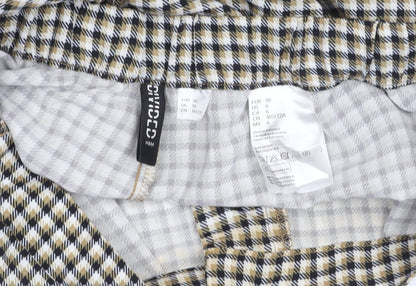 H&M Divided Women’s Beige Check Stretch Trousers Size 10