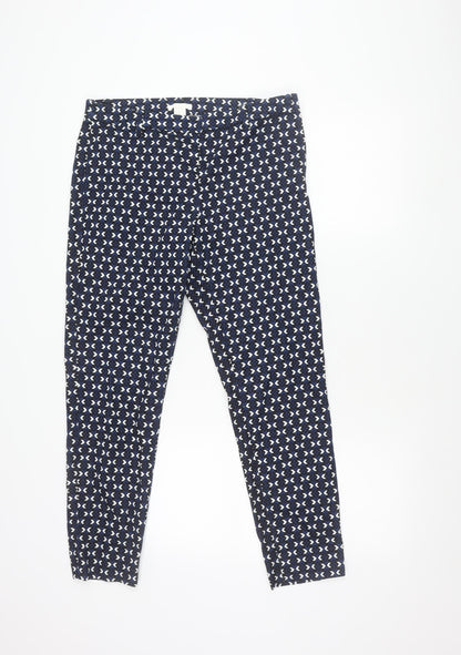 H&M Women's Blue Geometric Print Cotton Blend Slim Leg Leggings Size 12