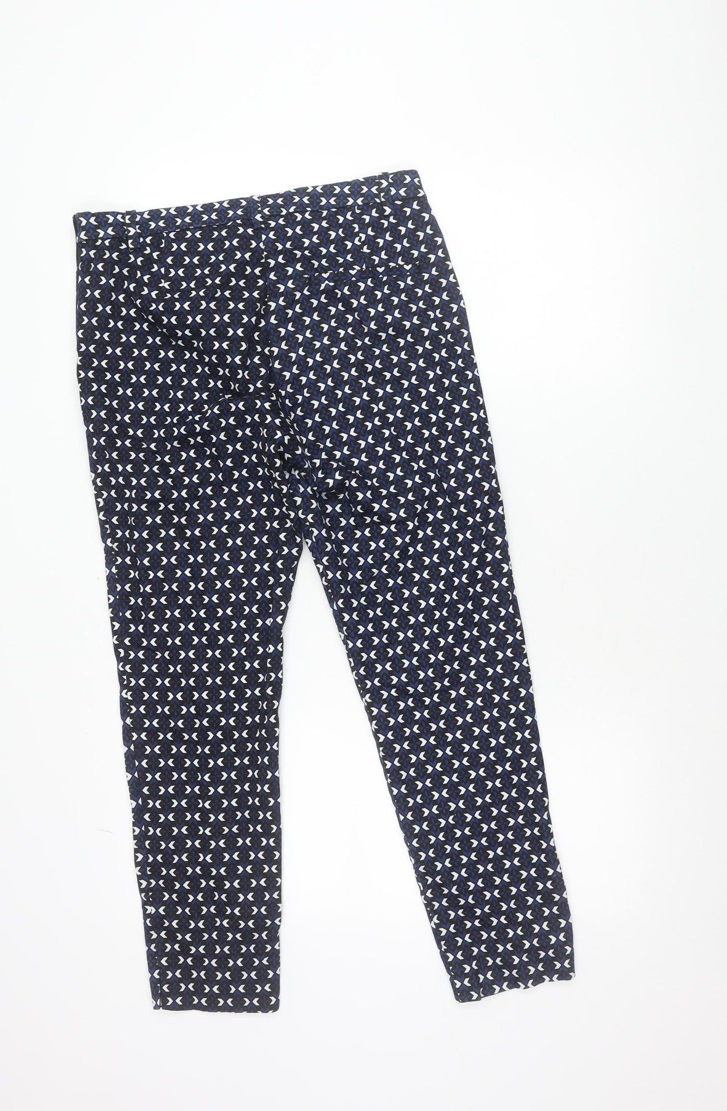 H&M Women's Blue Geometric Print Cotton Blend Slim Leg Leggings Size 12