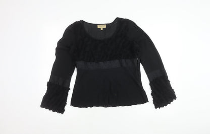 Paul Costelloe Women’s Black Silk Blend Bell Sleeve Blouse UK 12