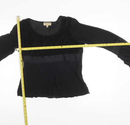 Paul Costelloe Women’s Black Silk Blend Bell Sleeve Blouse UK 12