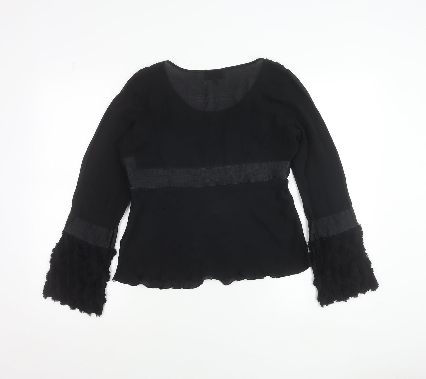 Paul Costelloe Women’s Black Silk Blend Bell Sleeve Blouse UK 12