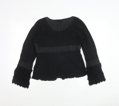 Paul Costelloe Women’s Black Silk Blend Bell Sleeve Blouse UK 12