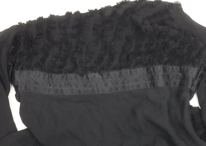 Paul Costelloe Women’s Black Silk Blend Bell Sleeve Blouse UK 12