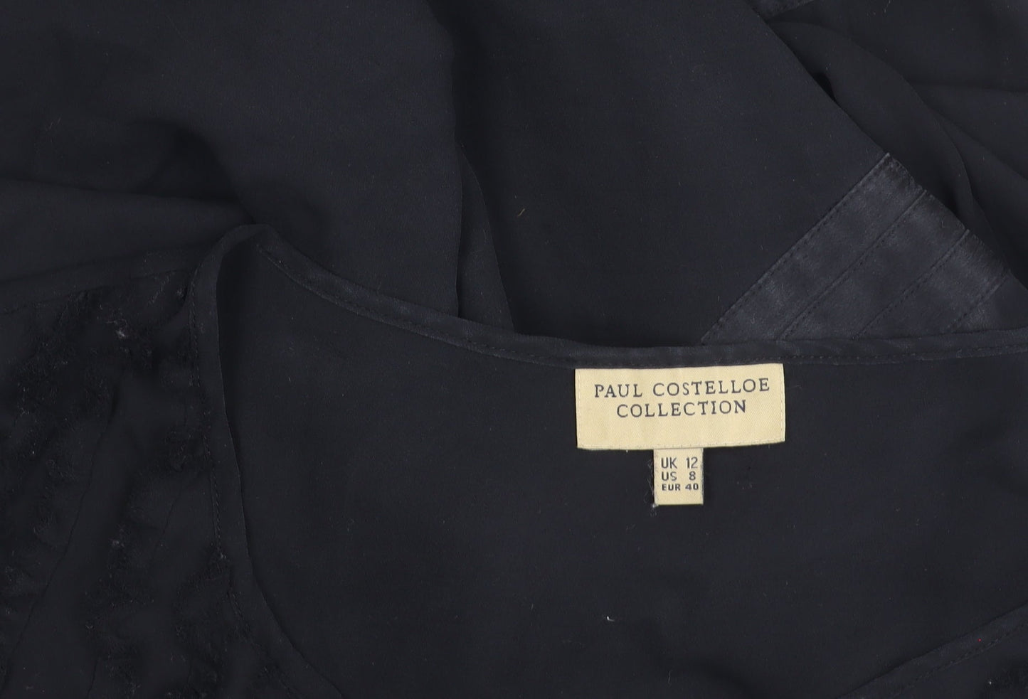 Paul Costelloe Women’s Black Silk Blend Bell Sleeve Blouse UK 12