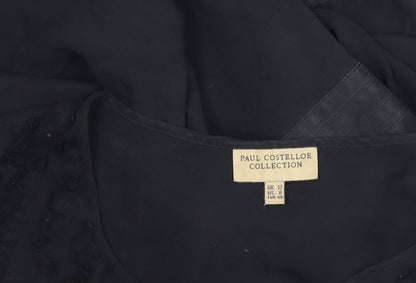 Paul Costelloe Women’s Black Silk Blend Bell Sleeve Blouse UK 12