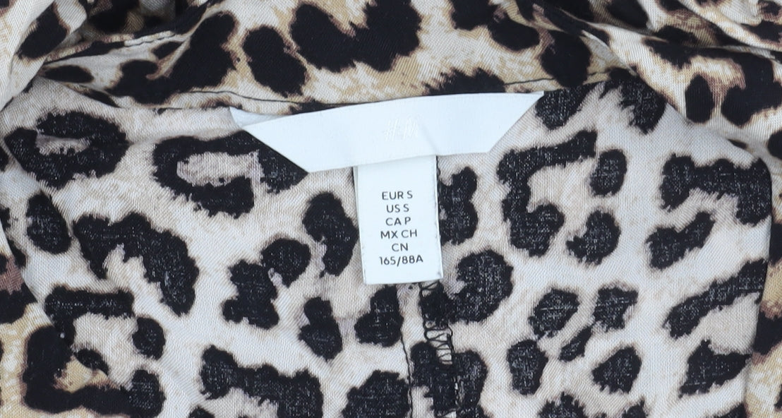 H&M Women’s Beige Leopard Print Shift Dress Size 8 Viscose