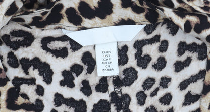 H&M Women’s Beige Leopard Print Shift Dress Size 8 Viscose