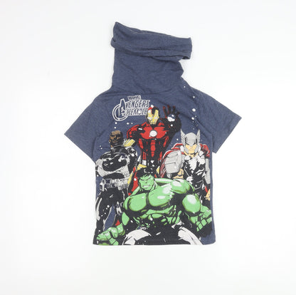 Marvel Avengers Boys Blue 7-8 Years Graphic Print Cotton T-Shirt