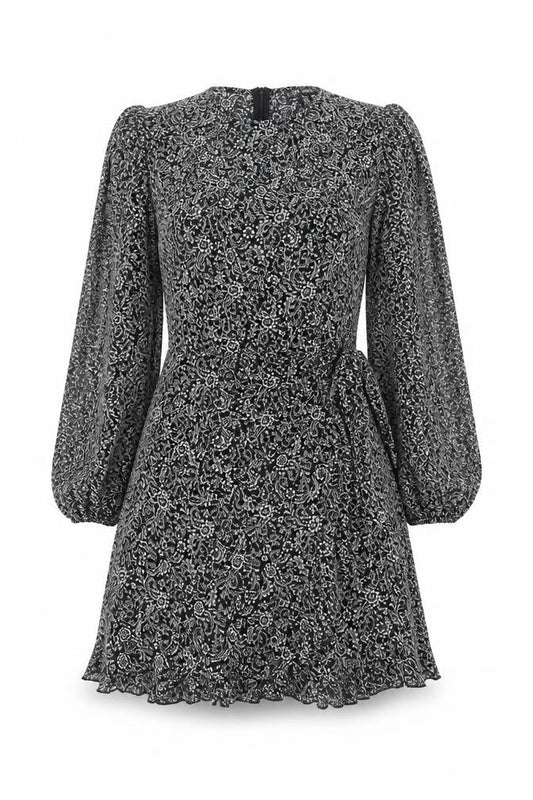 QED London Women’s Black Paisley Wrap Dress Size 12 Long Sleeve