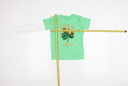 Dunnes Stores Boys Green Sequin Shamrock Long Sleeve T-Shirt 7-8 Years