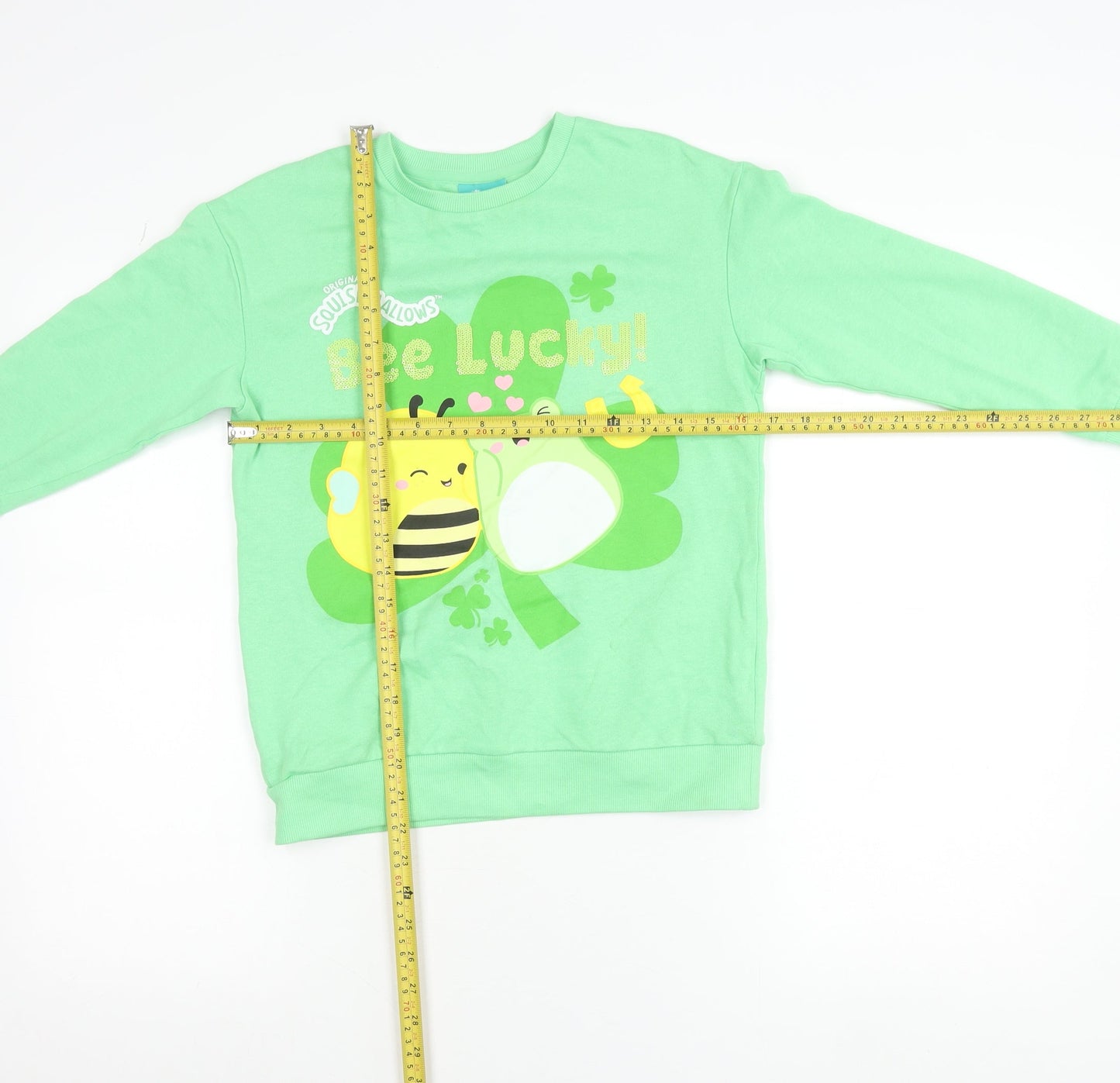 Dunnes Stores Girls Green Squishmallows Bee Lucky Pullover Sweatshirt 9-10 Years