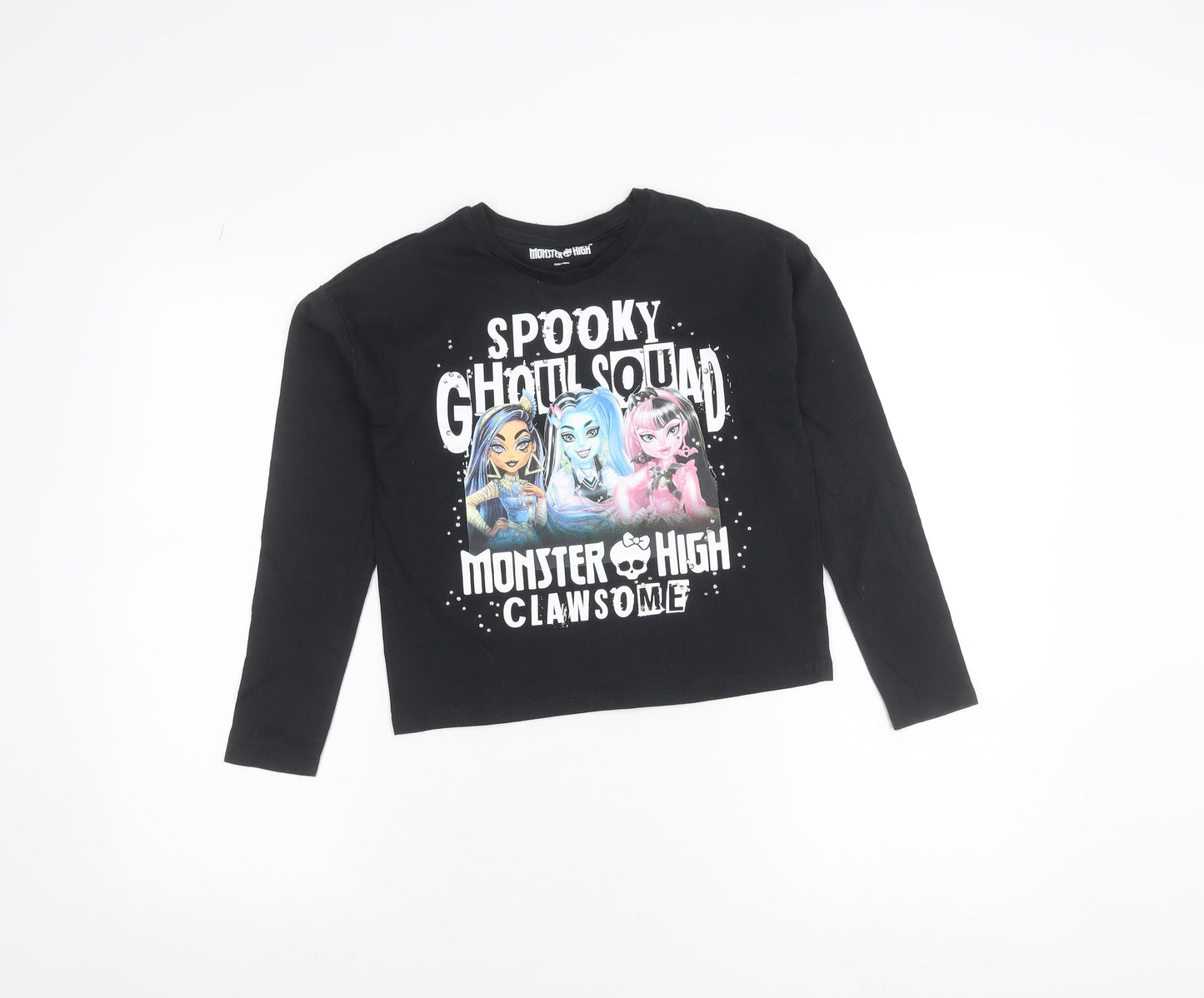 Monster High Teens Black Long Sleeve Graphic T-Shirt 9-10 Years