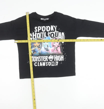 Monster High Teens Black Long Sleeve Graphic T-Shirt 9-10 Years
