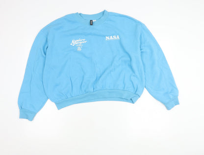 H&M Divided Women Blue NASA Graphic Crew Neck Pullover Sweatshirt XL