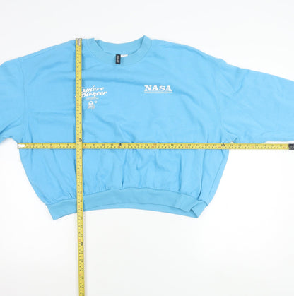 H&M Divided Women Blue NASA Graphic Crew Neck Pullover Sweatshirt XL