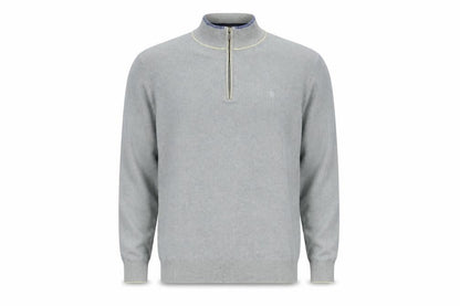 Benetti Men's Grey Cotton 1/2 Zip High Neck Sweatshirt L