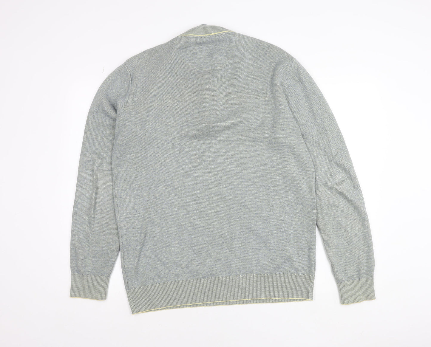 Benetti Men's Grey Cotton 1/2 Zip High Neck Sweatshirt L