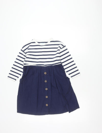 Leigh Tucker Willow Teens Blue White Striped Cotton Skater Dress 6
