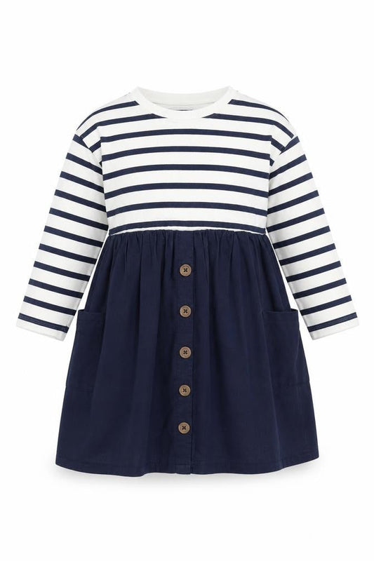 Leigh Tucker Willow Teens Blue White Striped Cotton Skater Dress 6