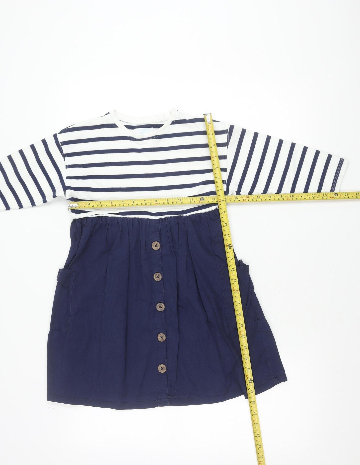 Leigh Tucker Willow Teens Blue White Striped Cotton Skater Dress 6