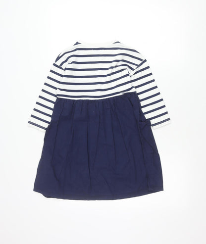 Leigh Tucker Willow Teens Blue White Striped Cotton Skater Dress 6
