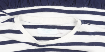 Leigh Tucker Willow Teens Blue White Striped Cotton Skater Dress 6
