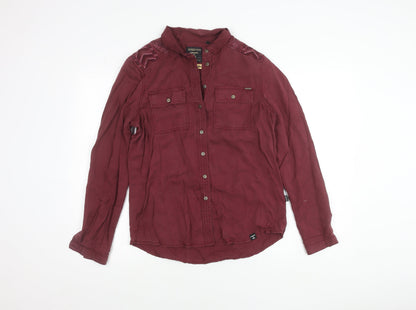 Womens UK Size 12 Superdry Red Classic Button-Up
