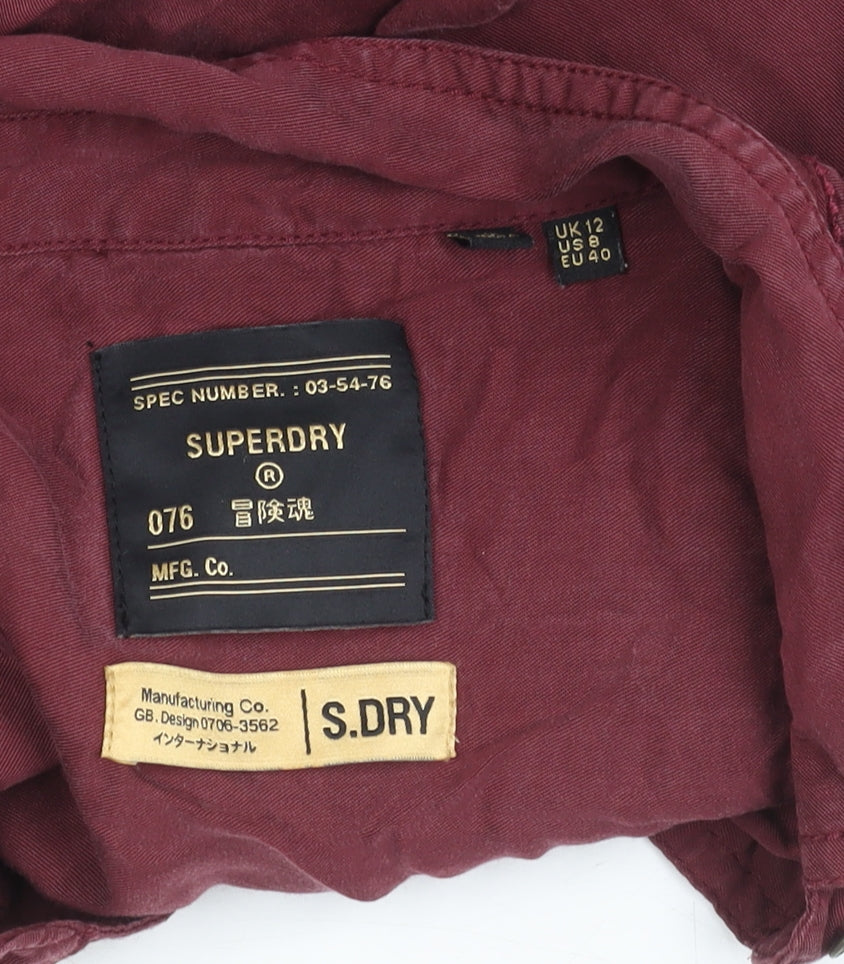 Womens UK Size 12 Superdry Red Classic Button-Up