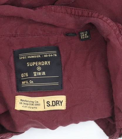 Womens UK Size 12 Superdry Red Classic Button-Up