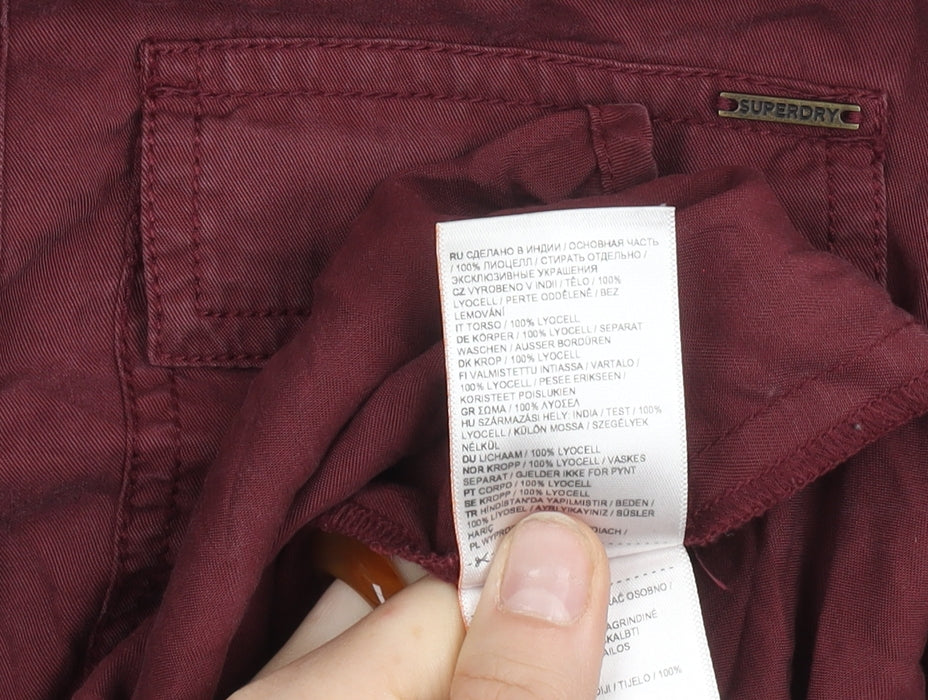 Womens UK Size 12 Superdry Red Classic Button-Up