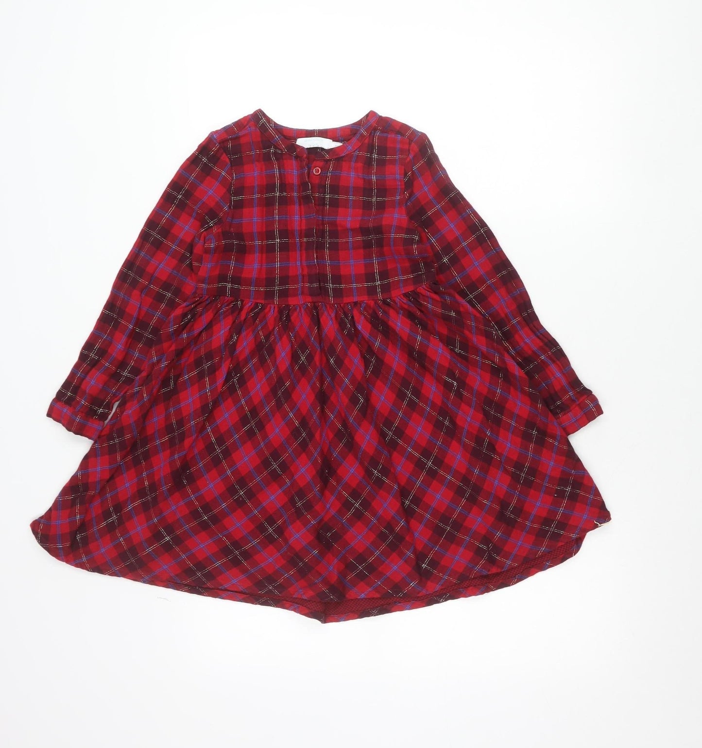 Les Bon Trucs Teens Red Check Long Sleeve Shirt Dress Size 6