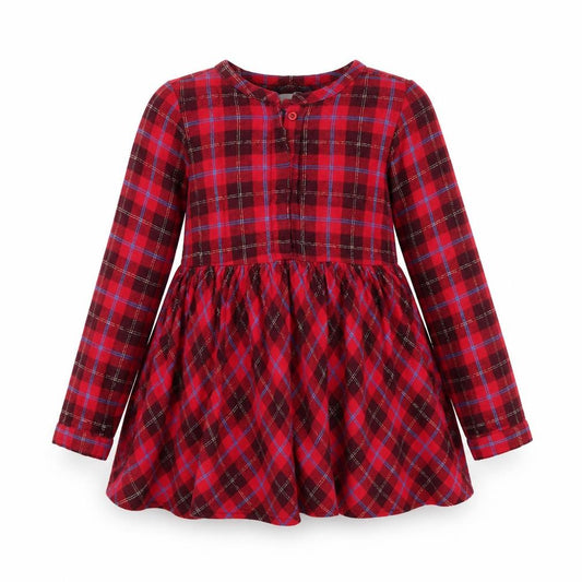 Les Bon Trucs Teens Red Check Long Sleeve Shirt Dress Size 6