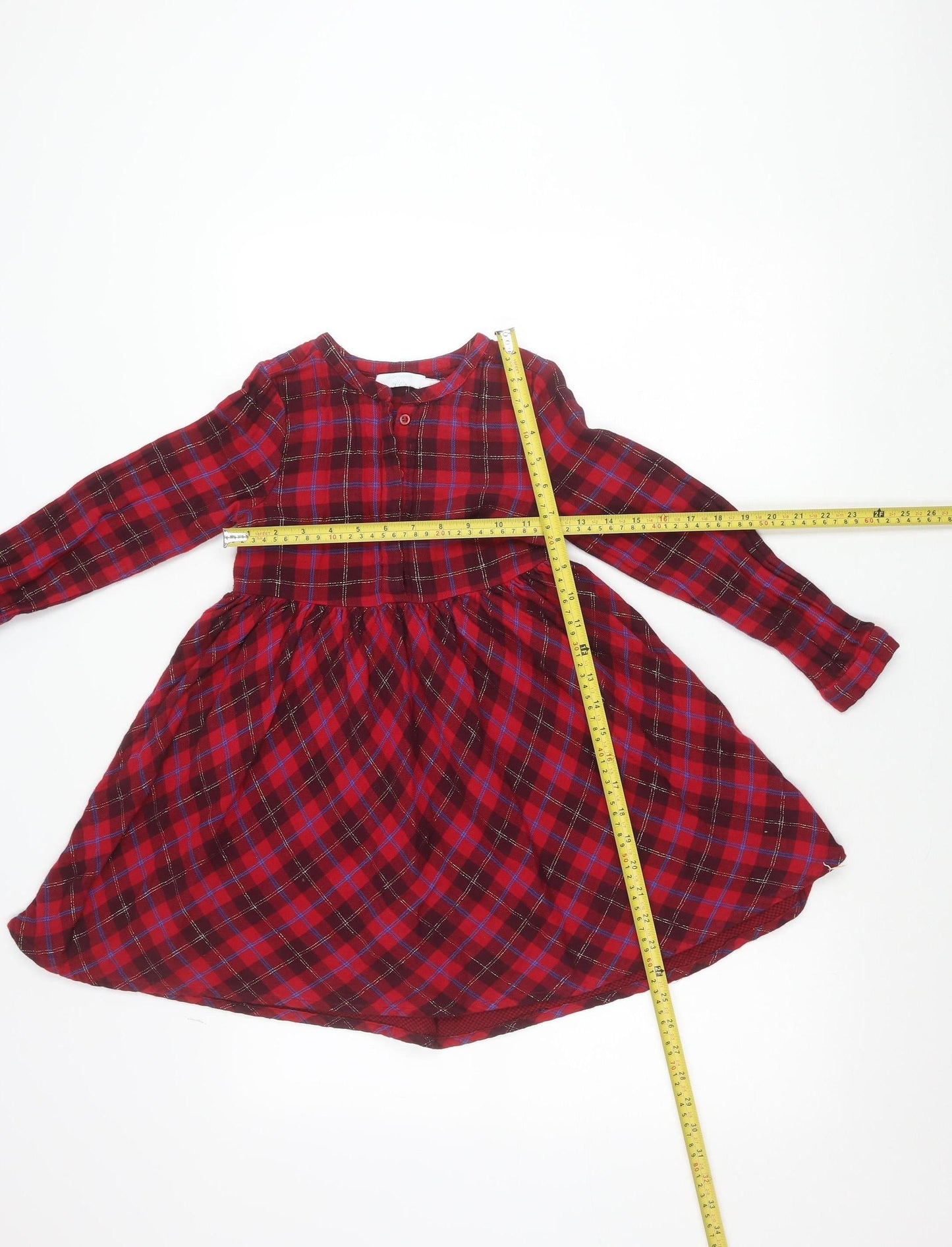 Les Bon Trucs Teens Red Check Long Sleeve Shirt Dress Size 6