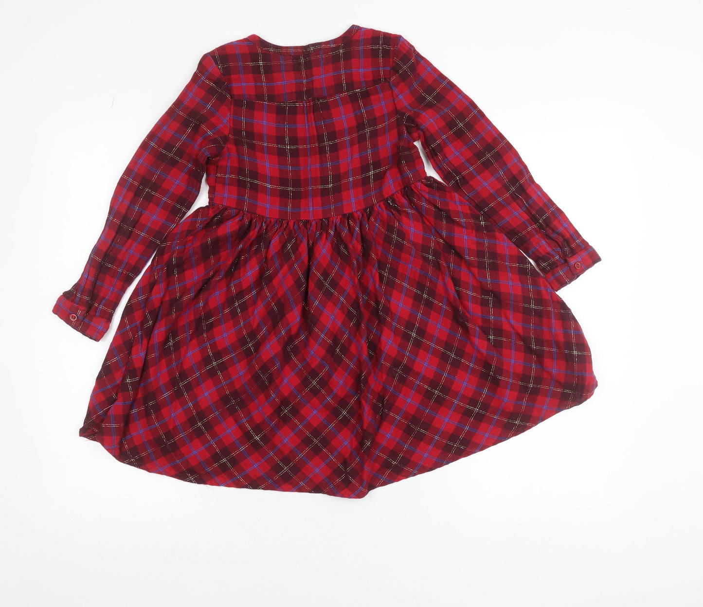 Les Bon Trucs Teens Red Check Long Sleeve Shirt Dress Size 6